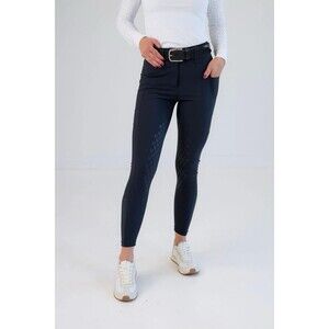 Free Ride Equestrian Navy Sparkle PRO Full Seat Knee Patch Breeches Size 26 NWT